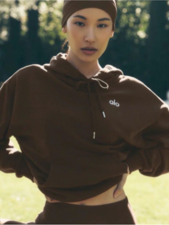 ALO Yoga Tops - ALO Yoga Chocolate Brown Cropped Hoodie S